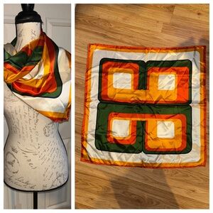 Vintage 60s MCM Mod Pop Art Geometric Square Scarf Wrap Accessory